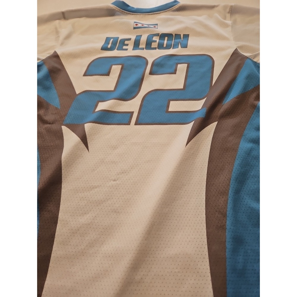 Boombah Storm Jersey De Leon 22 White/Blue YXL 100% Polyester (A1212) - Picture 8 of 10